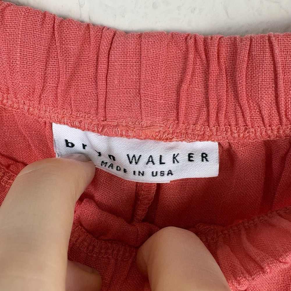 Bryn Walker XL Casbah Pants 100% Linen Cropped Wide Leg Pockets Grapefruit - Picture 3 of 7